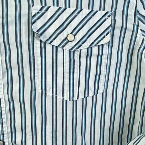 44MM Authentic Legendary Work Wear Mens Large Striped Western Pearl Snap - Picture 6 of 13